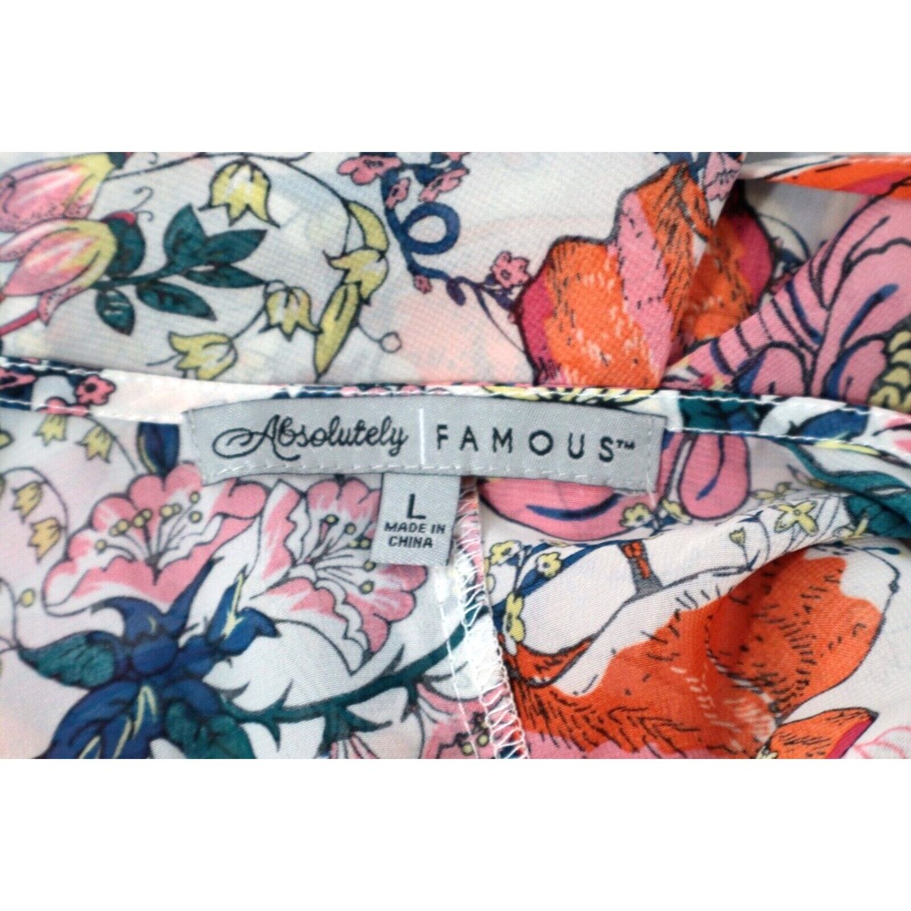 ALMOST FAMOUS Womens Kimono Sz L Fairy Grunge Fairycore Sheer Floral Flowers Top - Picture 3 of 7